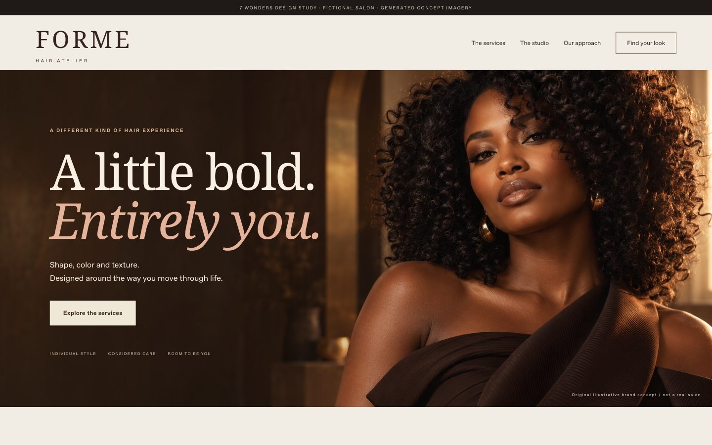 FORME fictional salon & beauty website concept
